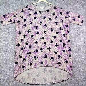 LuLaRoe Women’s S Minnie Mouse Disney Irma Tunic Purple Gray High Low Stretch